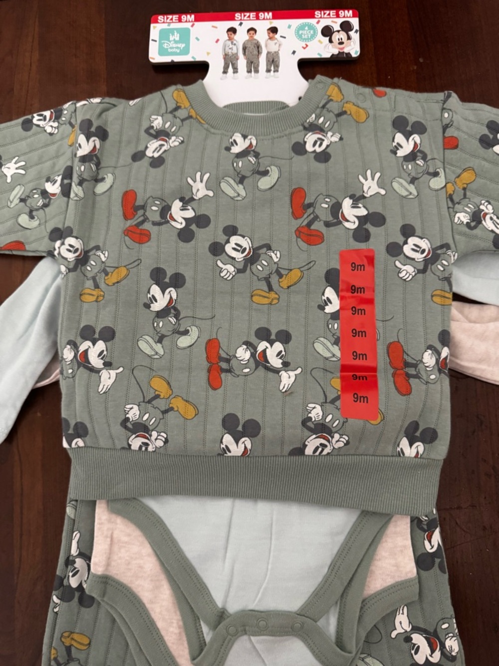 Disney Mickey Mouse Green Grey Baby Set - 9M